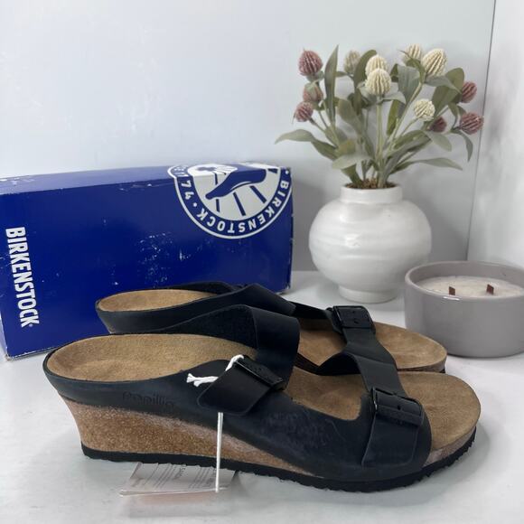 Papillio Birkenstock Emina Leather Wedge Sandal Narrow Fit Women 12/Men 10 NWB - Picture 1 of 10